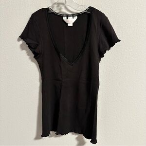 Victoria's Secret Black V-Neck Top size S 100% cotton
